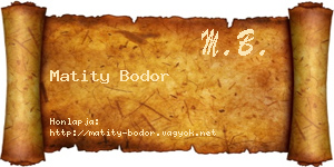 Matity Bodor névjegykártya
